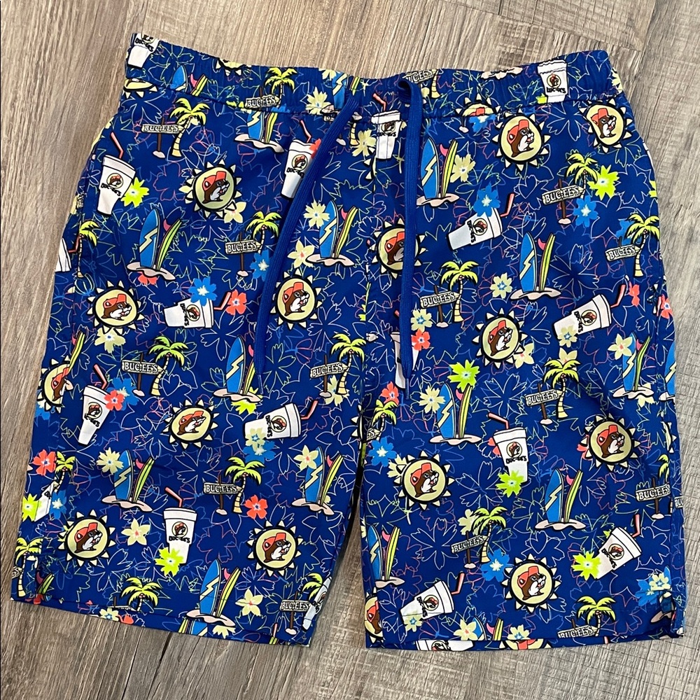 Fun Tropical Buc-ee’s Swim Trunks large